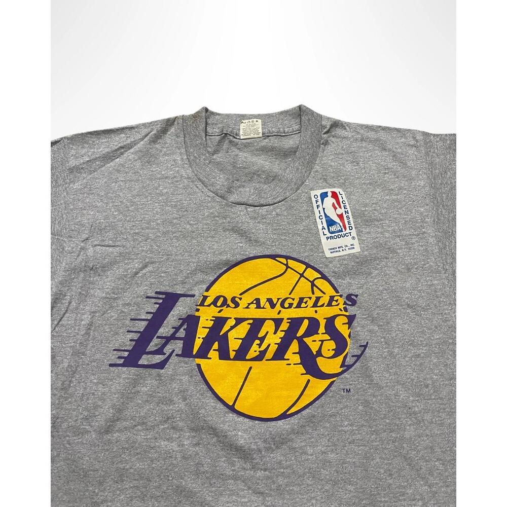 1980S Nwt Los Angeles Lakers Nba Logo T-Shirt Screen Stars Grey Small